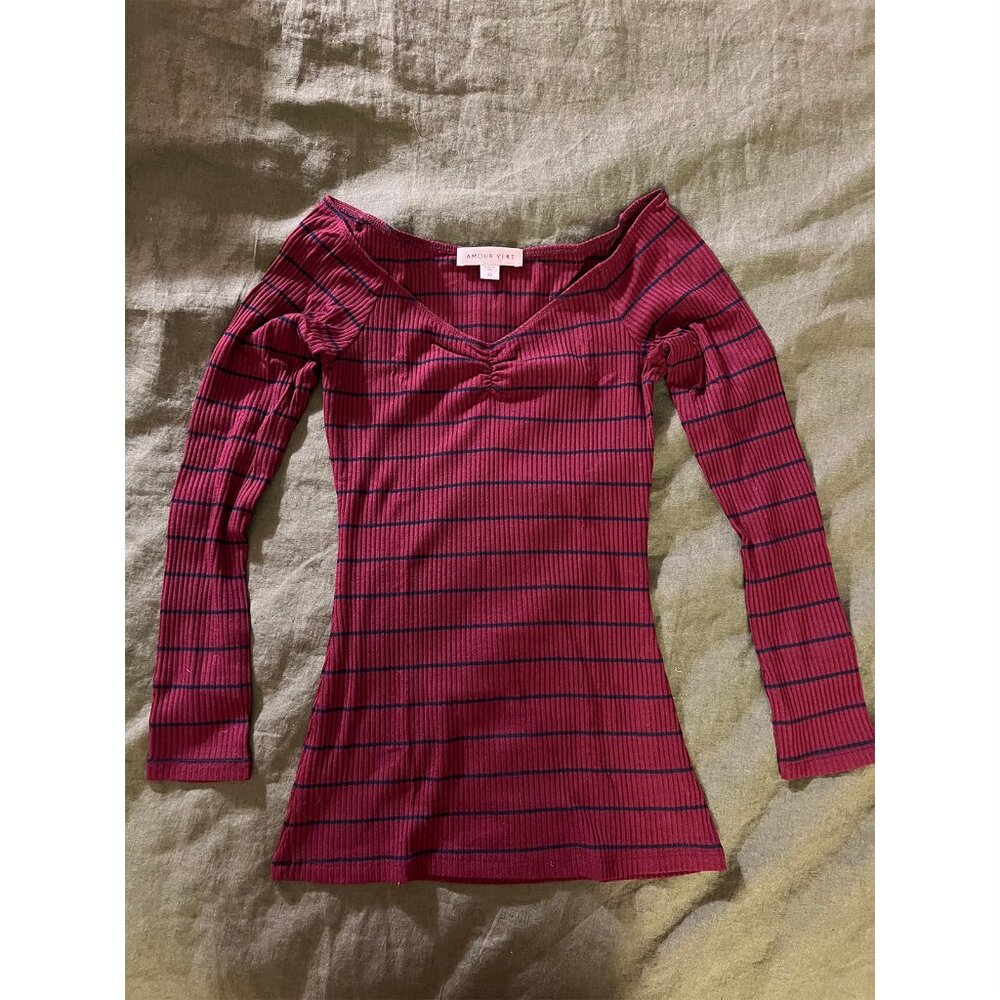 Amour Vert, Striped Longsleeve Tee, Size XS